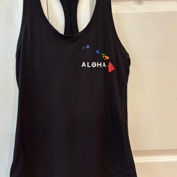 LULULEMON BLACK NULU RACERBACK TANK 8 LIMITED EDITION ALOHA GREAT CONDITION - Picture 1 of 4